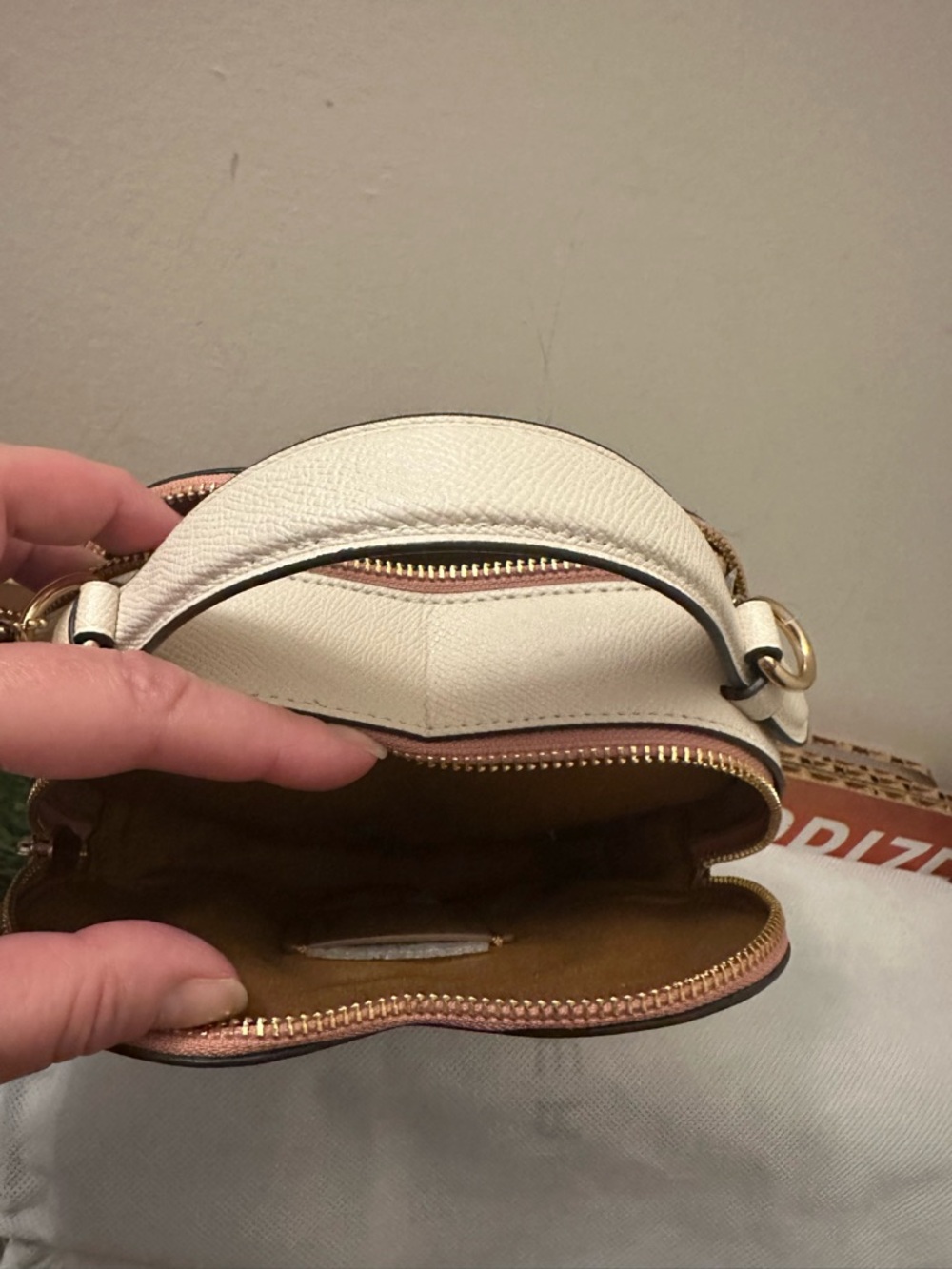 Coach Heart-Shaped Cherry Hearts Crossbody Bag in Beige and Pink - Picture 4 of 5